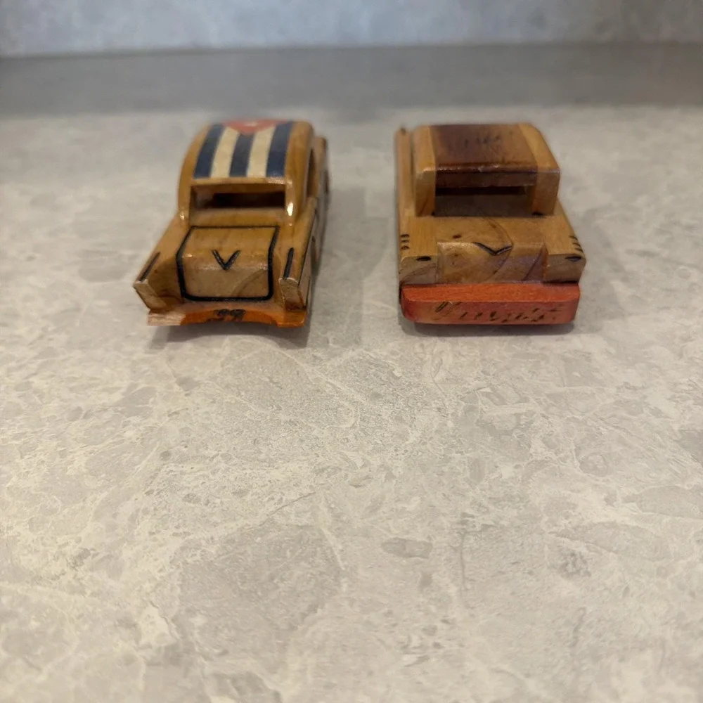 Handcrafted Vintage Cuban Souvenir Wooden Cars
